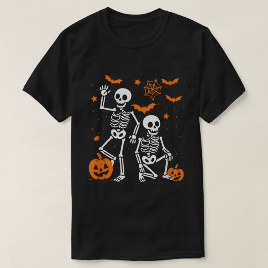 Funny Halloween Skeleton Pumpkins T-Shirt (Design vorne)