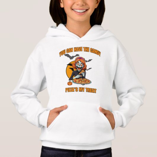 Funny Halloween Skeleton V2, Pizza Lover Foody Hoodie (Vorderseite)