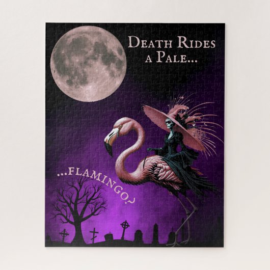 Funny Halloween Skeleton Witch and Flamingo Puzzle (Vertikal)