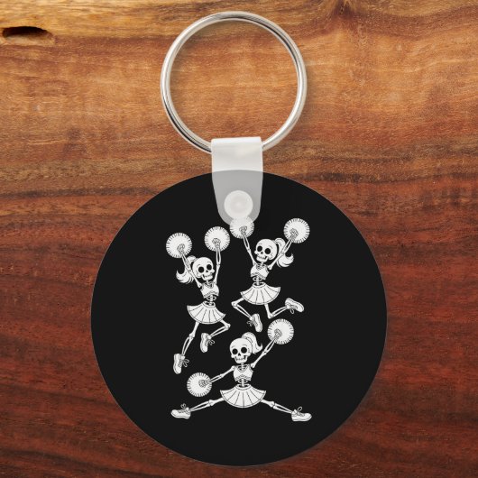Funny Halloween Skeletons Cheerleader Pajama Cheer Schlüsselanhänger (Vorderseite)