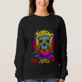 Funny Halloween Skull-Kaffee Addict Party Sweatshirt (Vorderseite)