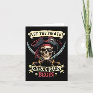 Funny Halloween Skull Ließ The Pirate Shenanigans Karte
