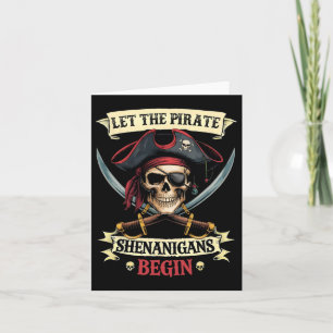 Funny Halloween Skull Ließ The Pirate Shenanigans  Karte