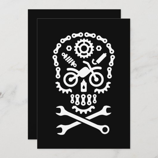 Funny Halloween Skull Motocross Motorrad Dirt Einladung (Vorne/Hinten)