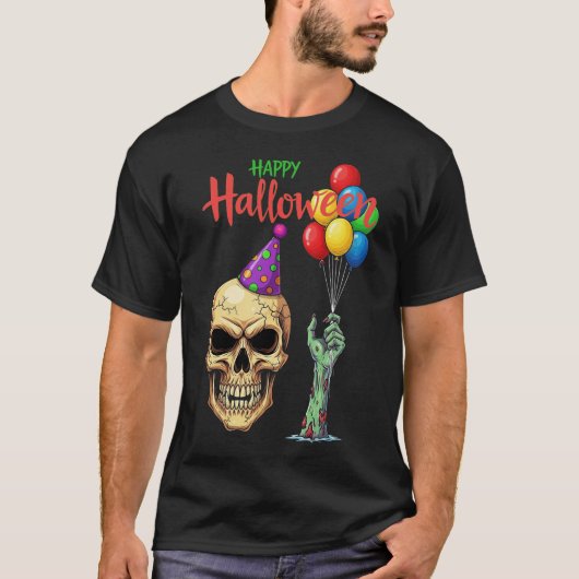 Funny Halloween Skull Party Balloons T-Shirt (Vorderseite)
