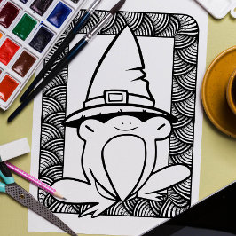 Funny Halloween Slit-Eye Frog Coloring Page Poster