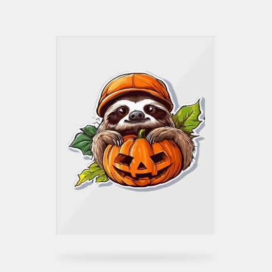 Funny Halloween Sloth Sticker Klassischer T - Shir Acrylschild (Vorderseite)