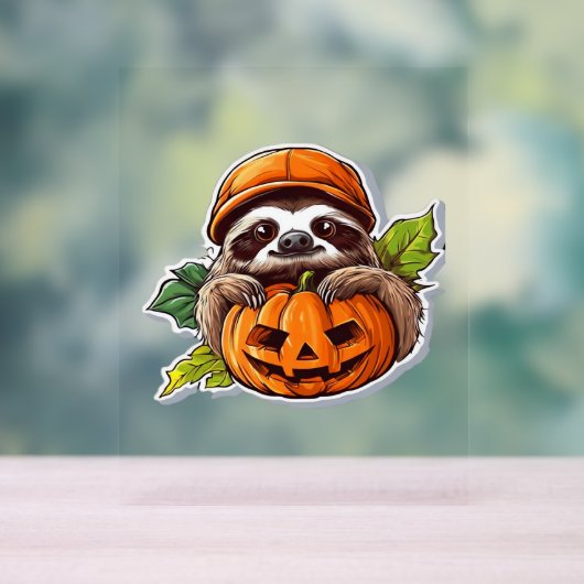 Funny Halloween Sloth Sticker Klassischer T - Shir Acrylschild (Neutral)