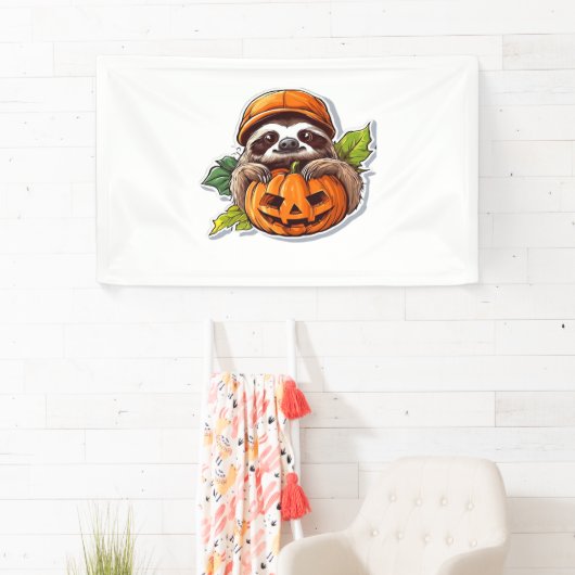 Funny Halloween Sloth Sticker Klassischer T - Shir Banner (Insitu)