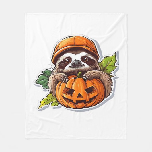 Funny Halloween Sloth Sticker Klassischer T - Shir Fleecedecke (Vorderseite)