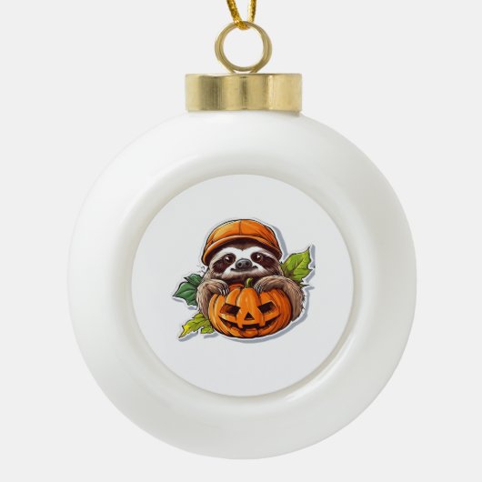Funny Halloween Sloth Sticker Klassischer T - Shir Keramik Kugel-Ornament (Vorderseite)