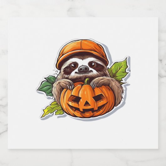 Funny Halloween Sloth Sticker Klassischer T - Shir Schaumweinetikett (Einzelnes Label)