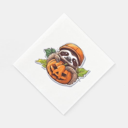 Funny Halloween Sloth Sticker Klassischer T - Shir Serviette (Ecke)