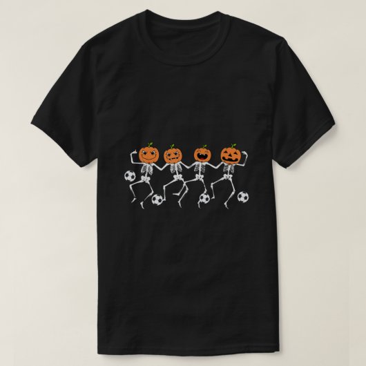 Funny Halloween Soccer Player Pumpkin Skeletons Ki T-Shirt (Design vorne)