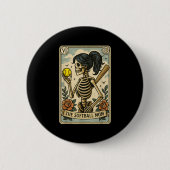 Funny Halloween Softball Mama Mama Skeleton Tarot Button (Vorderseite)