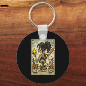 Funny Halloween Softball Mama Mama Skeleton Tarot  Schlüsselanhänger (Vorderseite)