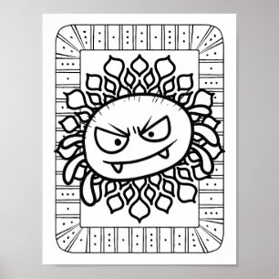 Funny Halloween Spider Coloring Page Poster