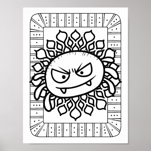 Funny Halloween Spider Coloring Page Poster (Vorne)
