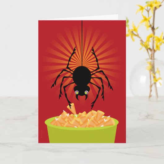 Funny Halloween Spider Stealing Candy Corn Karte (Gelbe Blume)