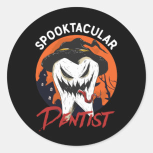 Funny Halloween Spooktacular Dentist Hexentooth Runder Aufkleber