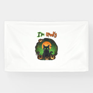 Funny Halloween Spooky Black Cat Pumpkin Bat Starr Banner