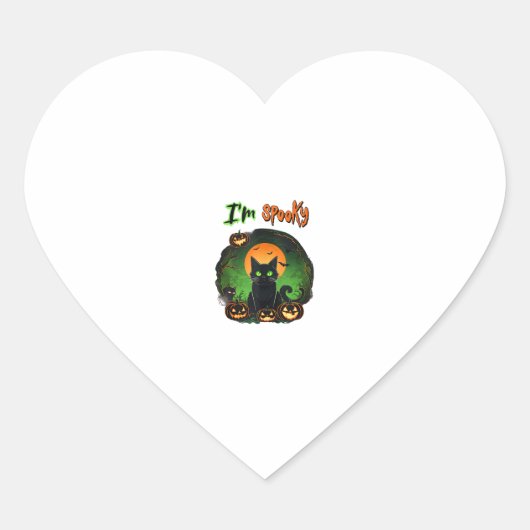 Funny Halloween Spooky Black Cat Pumpkin Bat Starr Herz-Aufkleber (Vorderseite)
