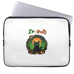 Funny Halloween Spooky Black Cat Pumpkin Bat Starr Laptopschutzhülle