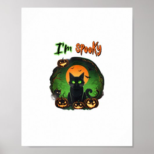 Funny Halloween Spooky Black Cat Pumpkin Bat Starr Poster (Vorne)