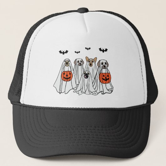 Funny Halloween Spooky Hunde - С ute Ghost Hunde Truckerkappe (Vorderseite)
