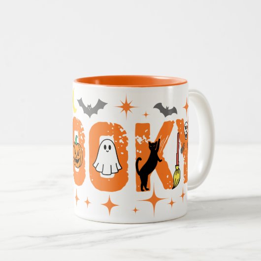Funny Halloween Spooky Time Zweifarbige Tasse (VorderseiteRechts)
