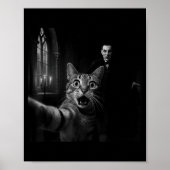 Funny Halloween Surprised Ed Cat Selfie Dracula Va Poster (Vorne)