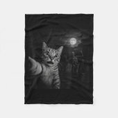 Funny Halloween Surprised Ed Cat Selfie Soky Skele Fleecedecke (Vorderseite)