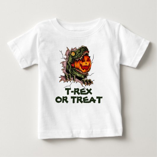 Funny Halloween T-rex Kopf isst Kürbis Baby T-shirt (Vorderseite)