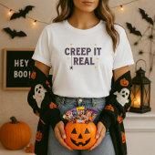 Funny Halloween T-Shirt; Creep it Real Spider Puff T-Shirt