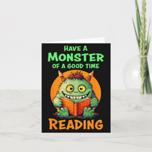 Funny Halloween Teacher Librarian Monster Reading Karte (Vorderseite)