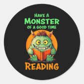 Funny Halloween Teacher Librarian Monster Reading  Runder Aufkleber (Vorderseite)