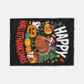 Funny Halloween Thanksgiving Christmas Happy Hallo Fleecedecke (Vorderseite (Horizontal))
