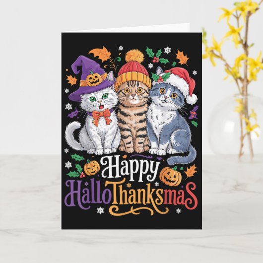 Funny Halloween Thanksgiving Christmas Happy Hallo Karte (Gelbe Blume)