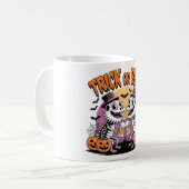 Funny Halloween Trick oder Bierskelette Kaffeetasse (Vorderseite Links)