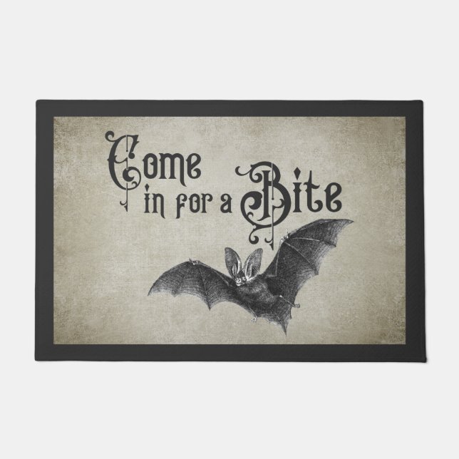 Funny Halloween Vampire Bat Kommen Sie zum Biss Fußmatte (Vorderseite)