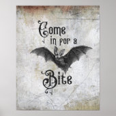 Funny Halloween Vampire Bat Kommen Sie zum Biss Poster (Vorne)