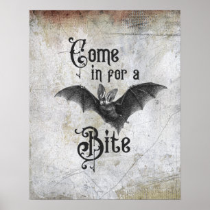Funny Halloween Vampire Bat Kommen Sie zum Biss Poster