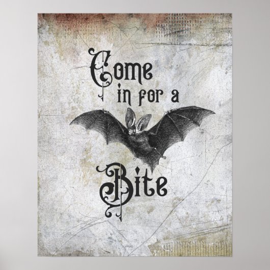 Funny Halloween Vampire Bat Kommen Sie zum Biss Poster (Vorne)