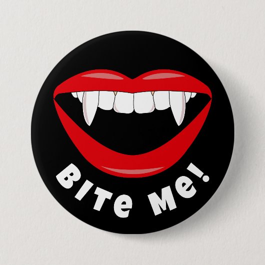 Funny Halloween Vampire Fangs Bite Me Button (Vorderseite)