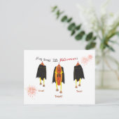 Funny Halloween Vampire Hot Dogtrick oder Treat Postkarte (Stehend Vorderseite)