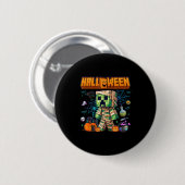 Funny Halloween Video Game Pumpkin Gaming Men Boys Button (Vorne & Hinten)
