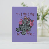 Funny Halloween Voodoo Doll Card Dankeskarte (Stehend Vorderseite)