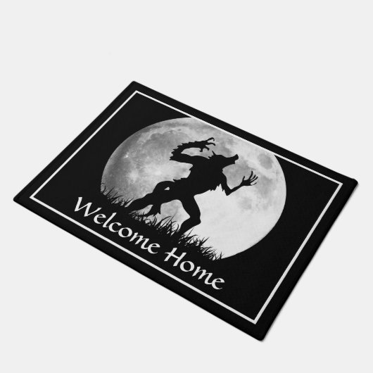 Funny Halloween Welcome Zuhause - Werewolf Full Mo Fußmatte (Schrägansicht)