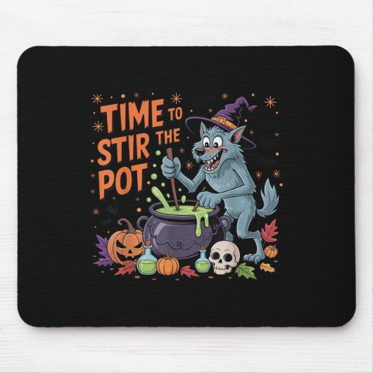 Funny Halloween Werewolf Zeit, um den Topf zu umrü Mousepad (Vorne)