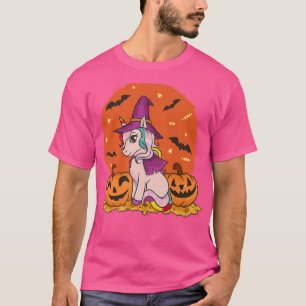 Funny Halloween Witchy Unicorn Niedlich Hexenkürbi T-Shirt